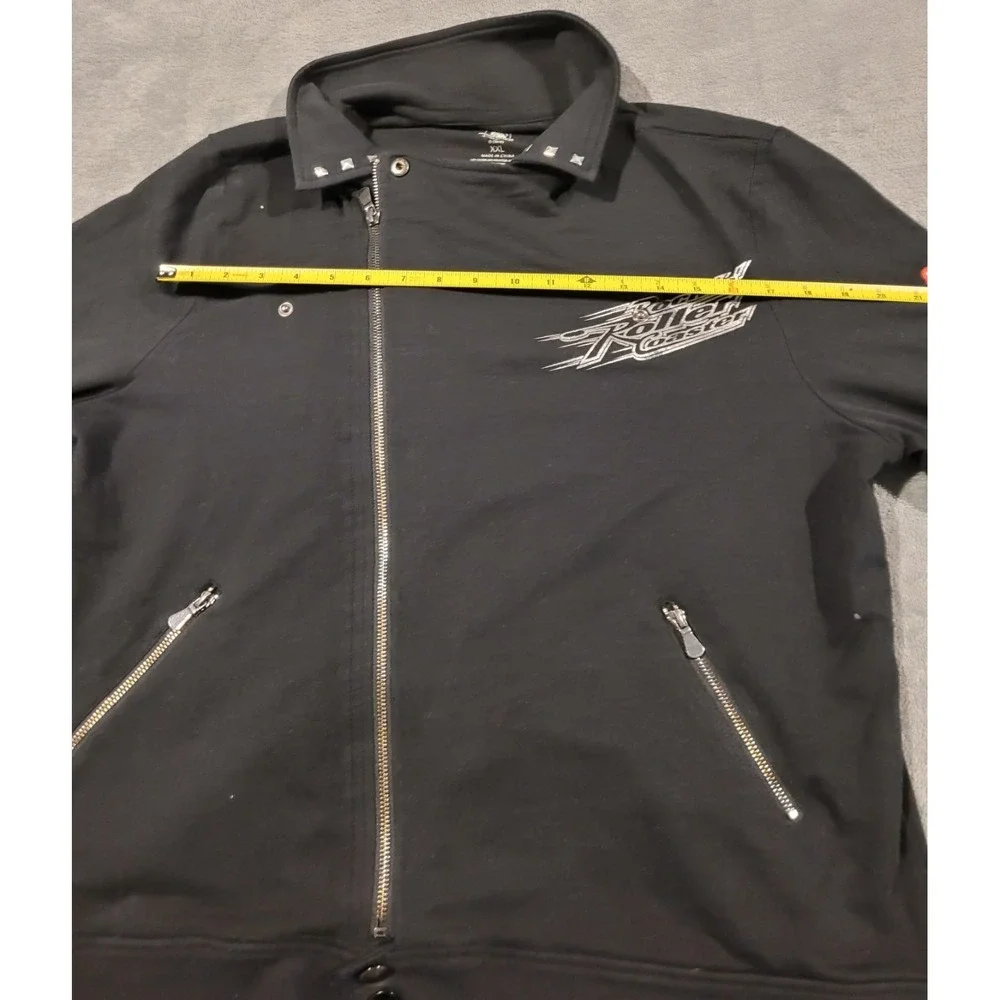 Disney Parks Rock 'n' Roller Coaster Black Moto Jacket Studded XXL